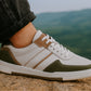 White & Olive leather Lace-up Sneakers for Men