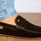 Brown Suede Men's Formal Slip-On Driving Shoes with Memory Foam