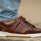 Brown & Red leather Lace-up Sneakers for Men