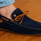 Navy Suede Lightweight Driving Shoes With Bows