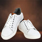 White Genuine Leather Formal Lace-Up Sneakers For Men