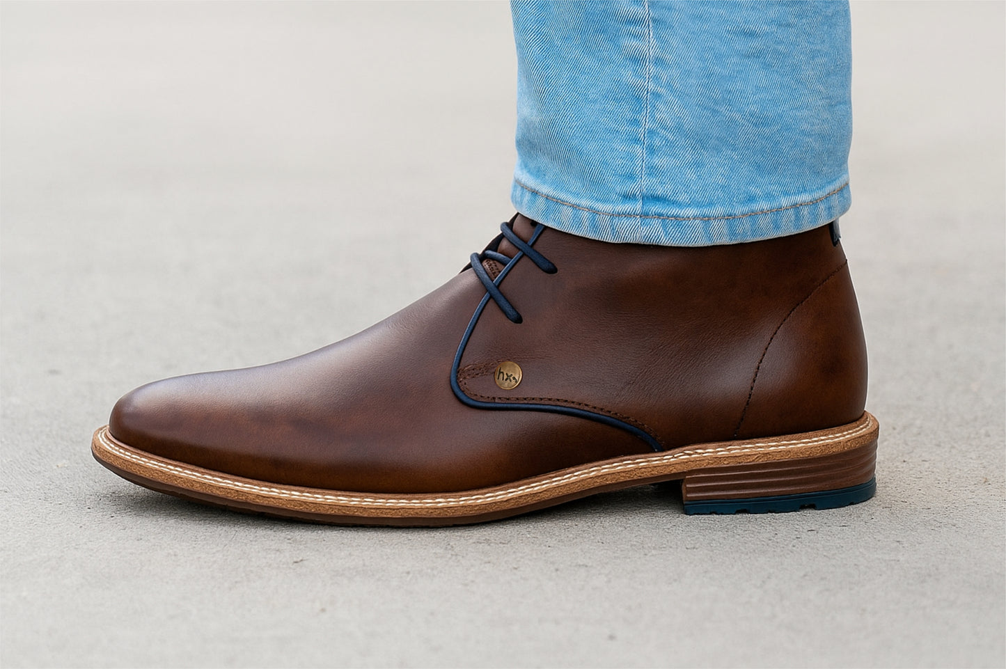 Brown Leather Men Mid Top Boots