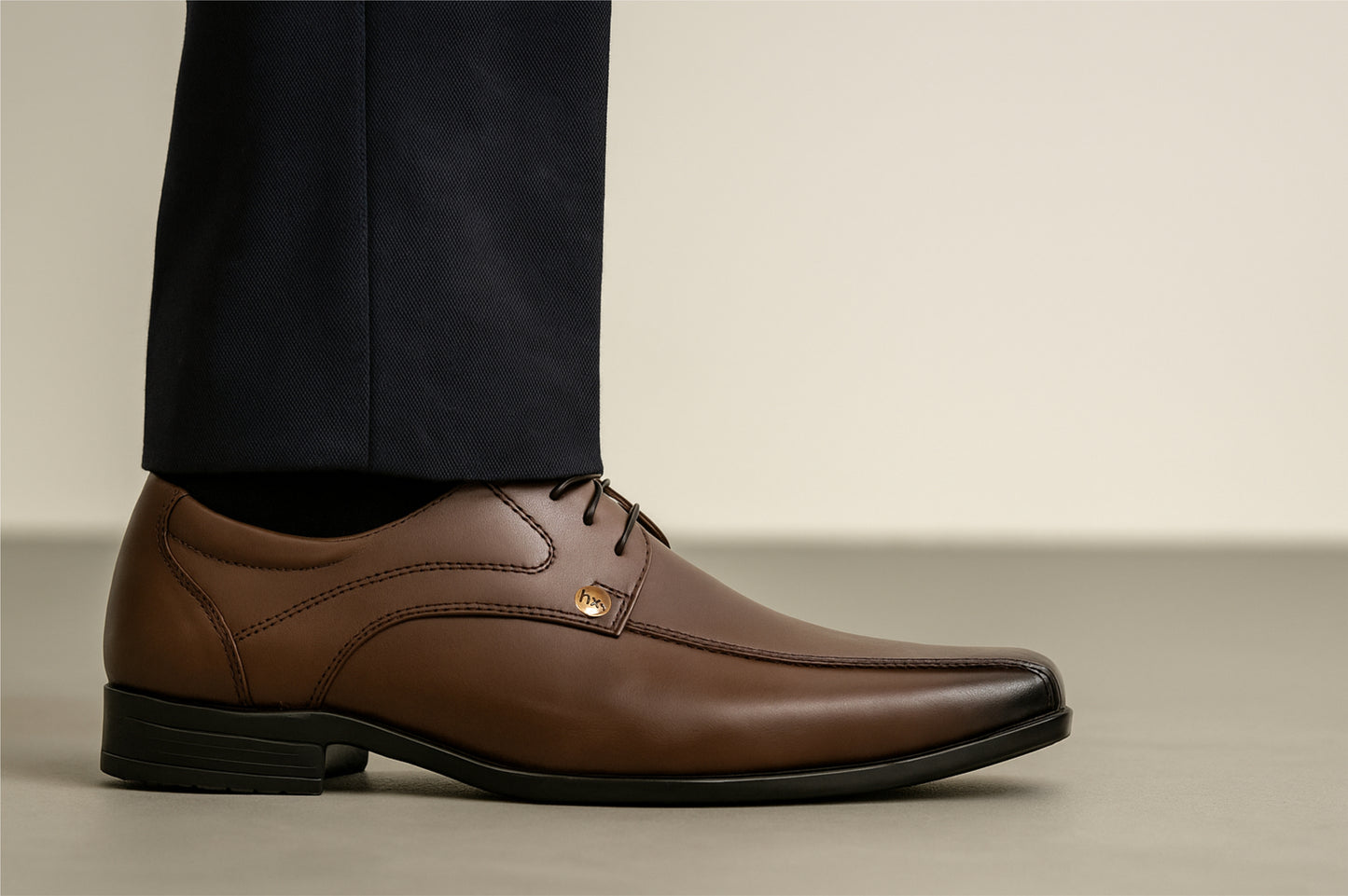 Brown Leather Formal Lace-Up Shoes For Men