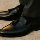 Black Leather Men Tassel Formal Loafers