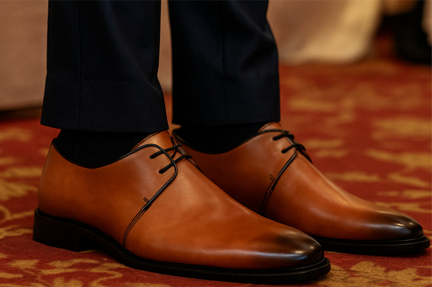 Tan Leather Formal For Men Lace-Up Casual Leather Shoes