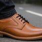 Tan Leather Men Textured Formal Derby Shoes