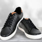 Black Genuine Leather Formal Lace-Up Sneakers For Men