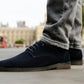 Navy Suede Men's Formal Lace-Up Shoes with Memory Foam Comfort