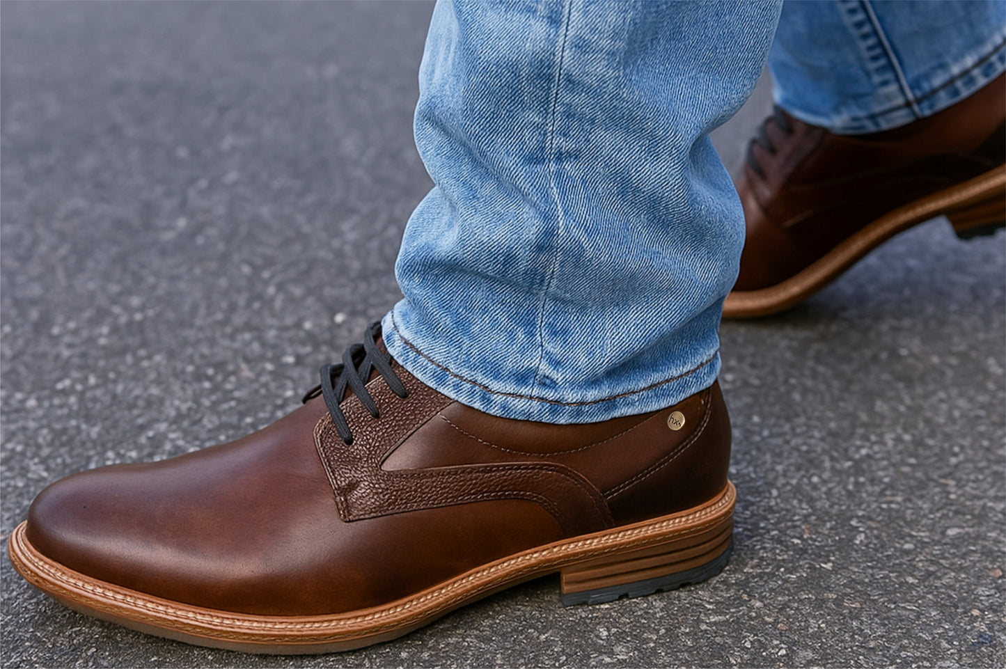 Brown Leather Men Textured Formal Derby Shoes
