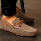 Khaki Suede Lightweight Driving Shoes With Bows
