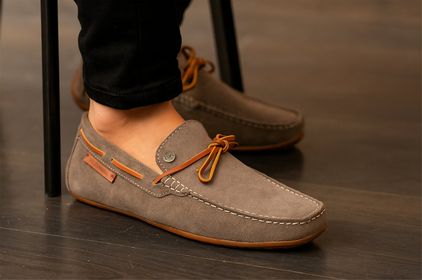 Khaki Suede Lightweight Driving Shoes With Bows