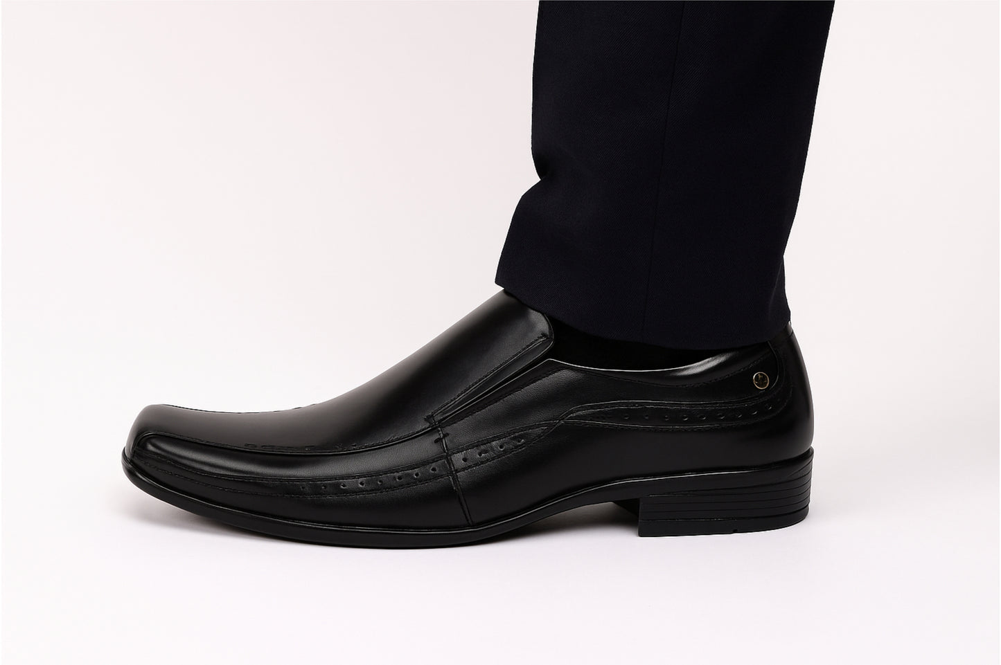 Black Leather Slip-On Shoes For Men's Formal Pair