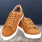Camel Genuine Suede Leather Formal Lace-Up Sneakers For Men