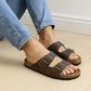 Brown Leather Sandal Slip-on Casual Leather Flats For Men