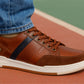 Tan Genuine Leather Formal Lace-Up Sneakers For Men