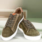 Olive Genuine Suede Leather Formal Lace-Up Sneakers For Men