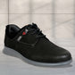 Black Leather Men Round Toe Lightweight Nubuck Sneaker