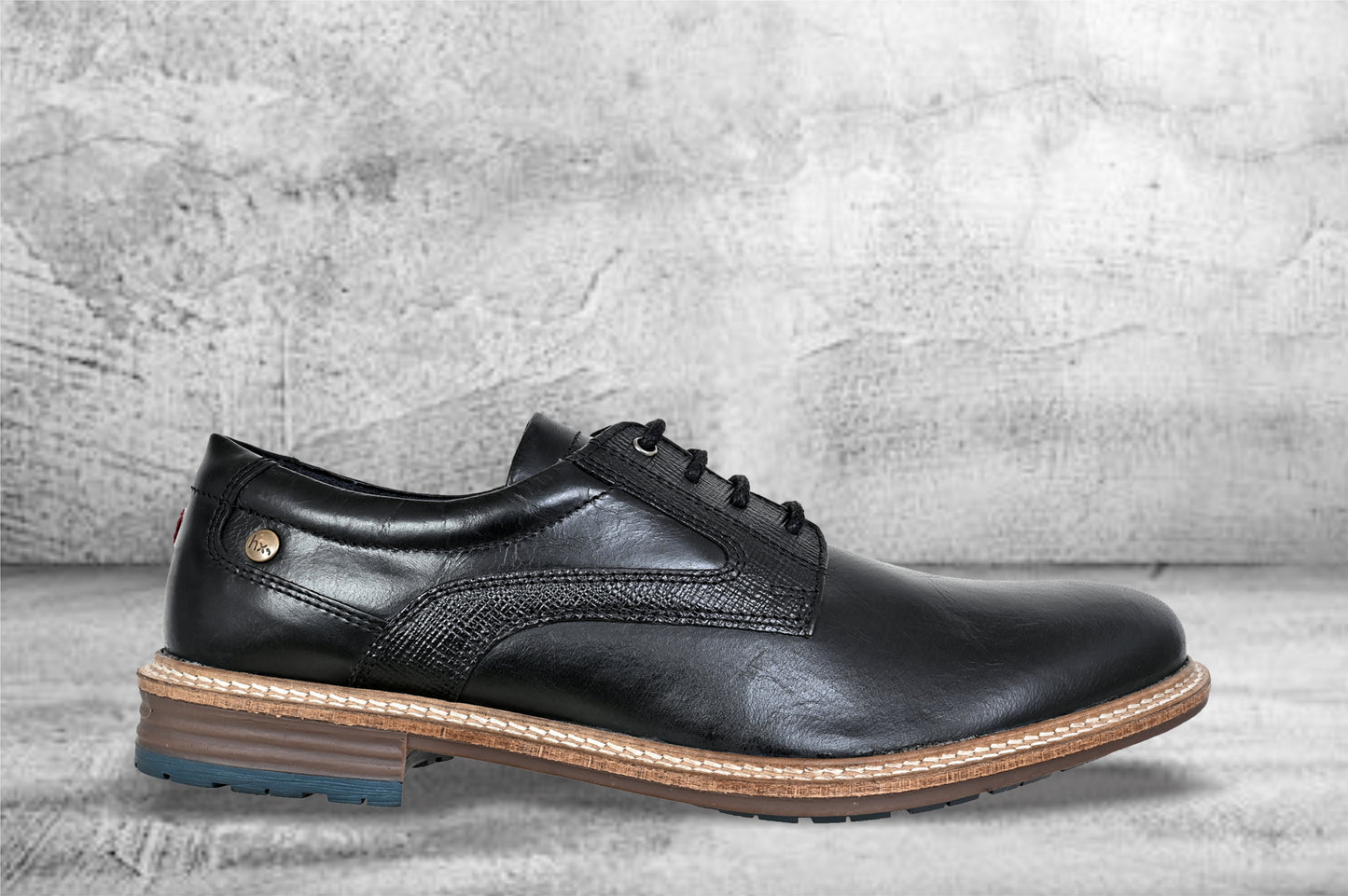 Black Leather Textured Formal Derby Shoes