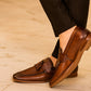 Brown Leather Formal Tassel Loafers