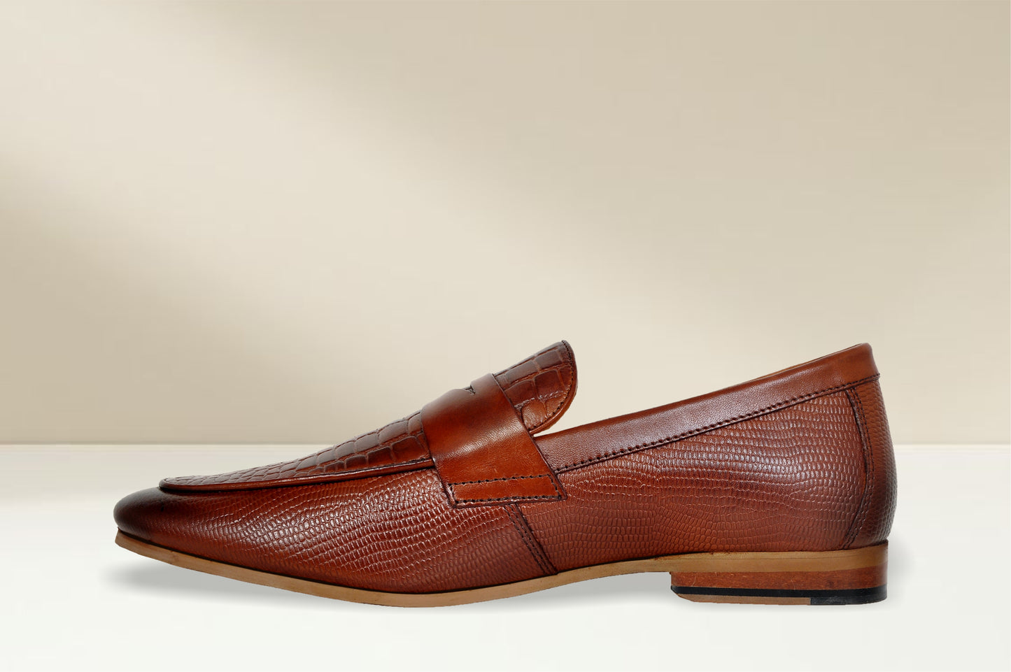 Tan Genuine Leather Textured formal Loafers