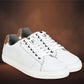 White Genuine Leather Formal Lace-Up Sneakers For Men