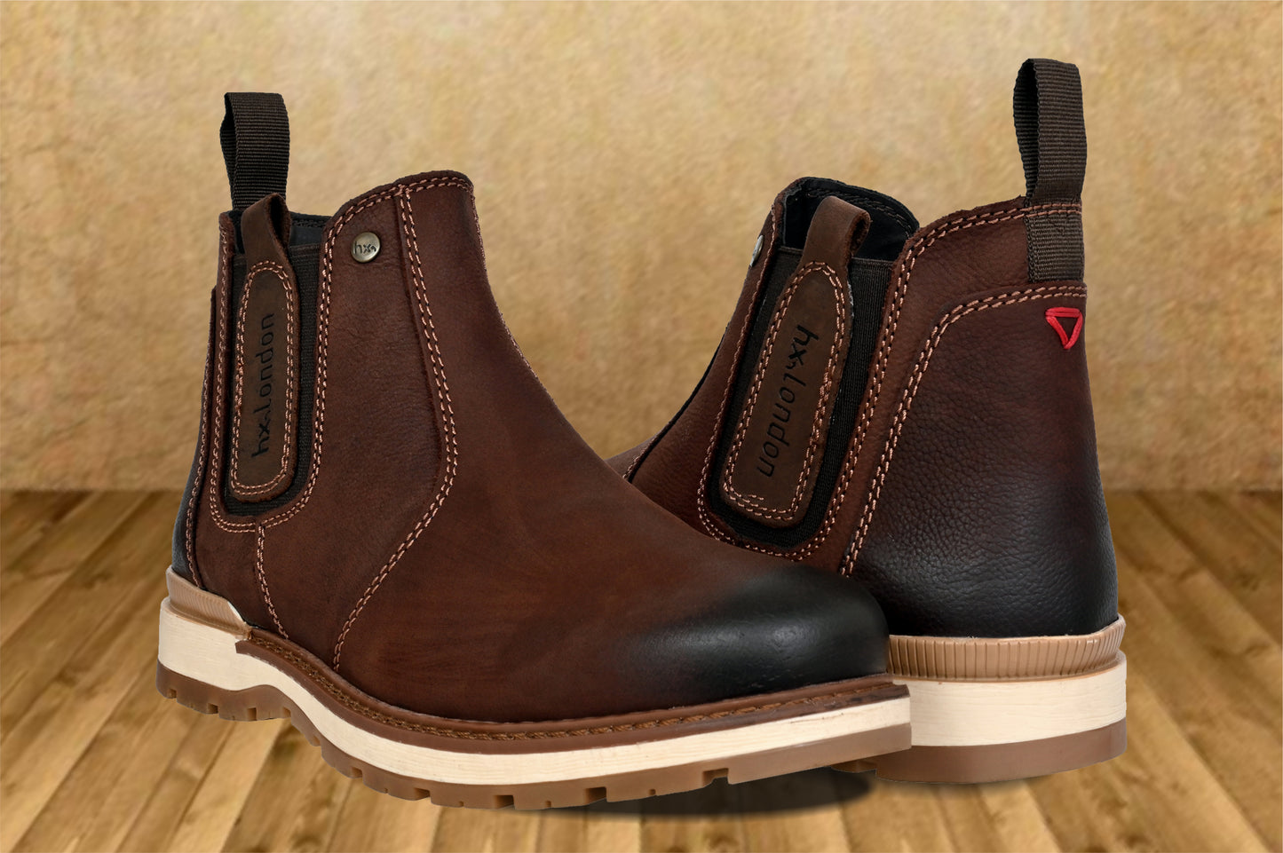 Brown Leather Round Toe Mid Top Chelsea Boots