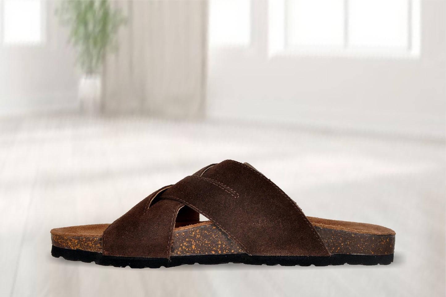 Brown Suede Slip-on Sandal Casual Flats for Men