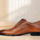 Tan Genuine Leather Oxford Classic Formal Lace-Up Shoes For Men