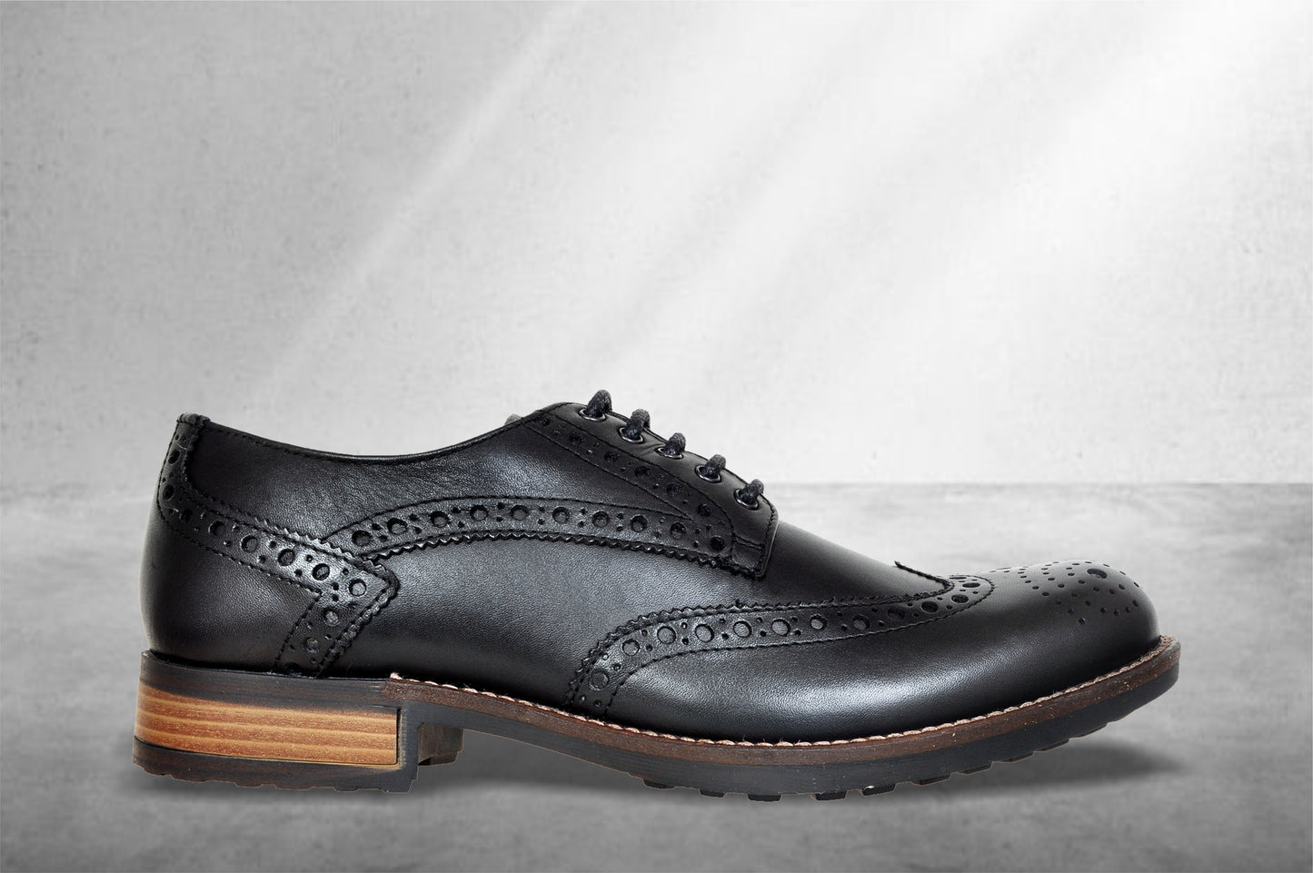 Black Genuine Leather Lace-Up Shoes For Men