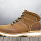 Tan Leather Round Toe Mid Top Lace-Up Boots