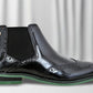 Black Brush-Off Leather Brogues Mid Top Blocked Heel Regular