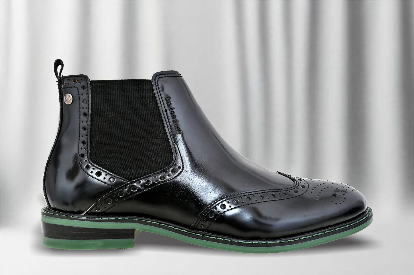 Black Brush-Off Leather Brogues Mid Top Blocked Heel Regular