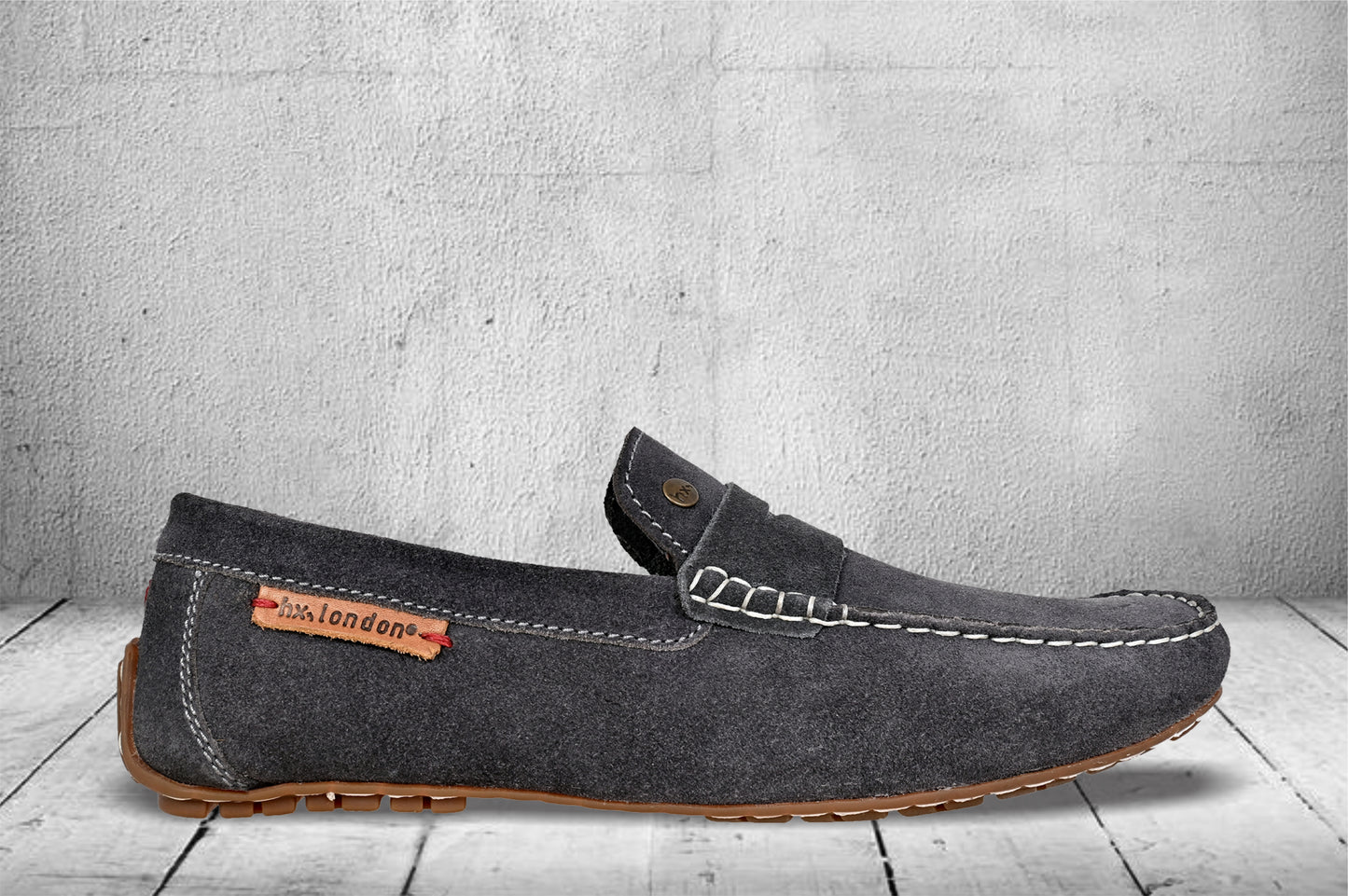 Dark Grey Suede Men's Formal Slip-On Driving Shoes with Memory Foam