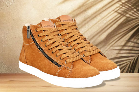 Camel Genuine Suede Leather Ankle Sneakers for Men