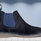 Navy Suede Chelsea Boots For Men