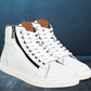 White Genuine Leather Ankle Sneakers for Men