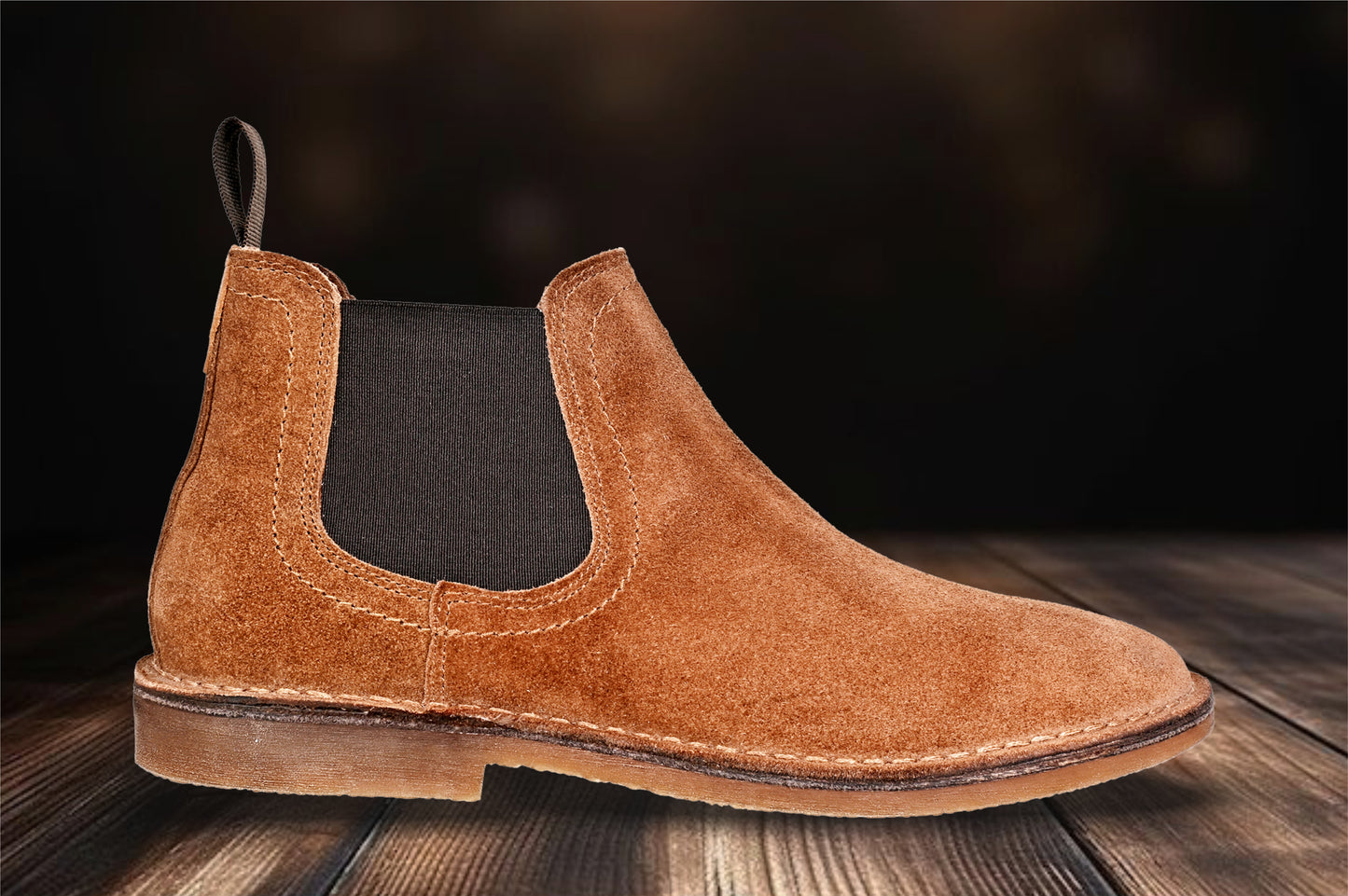 Tan Suede Chelsea Boots For Men
