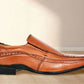 Tan Leather Slip-On Shoes For Men's Formal Pair