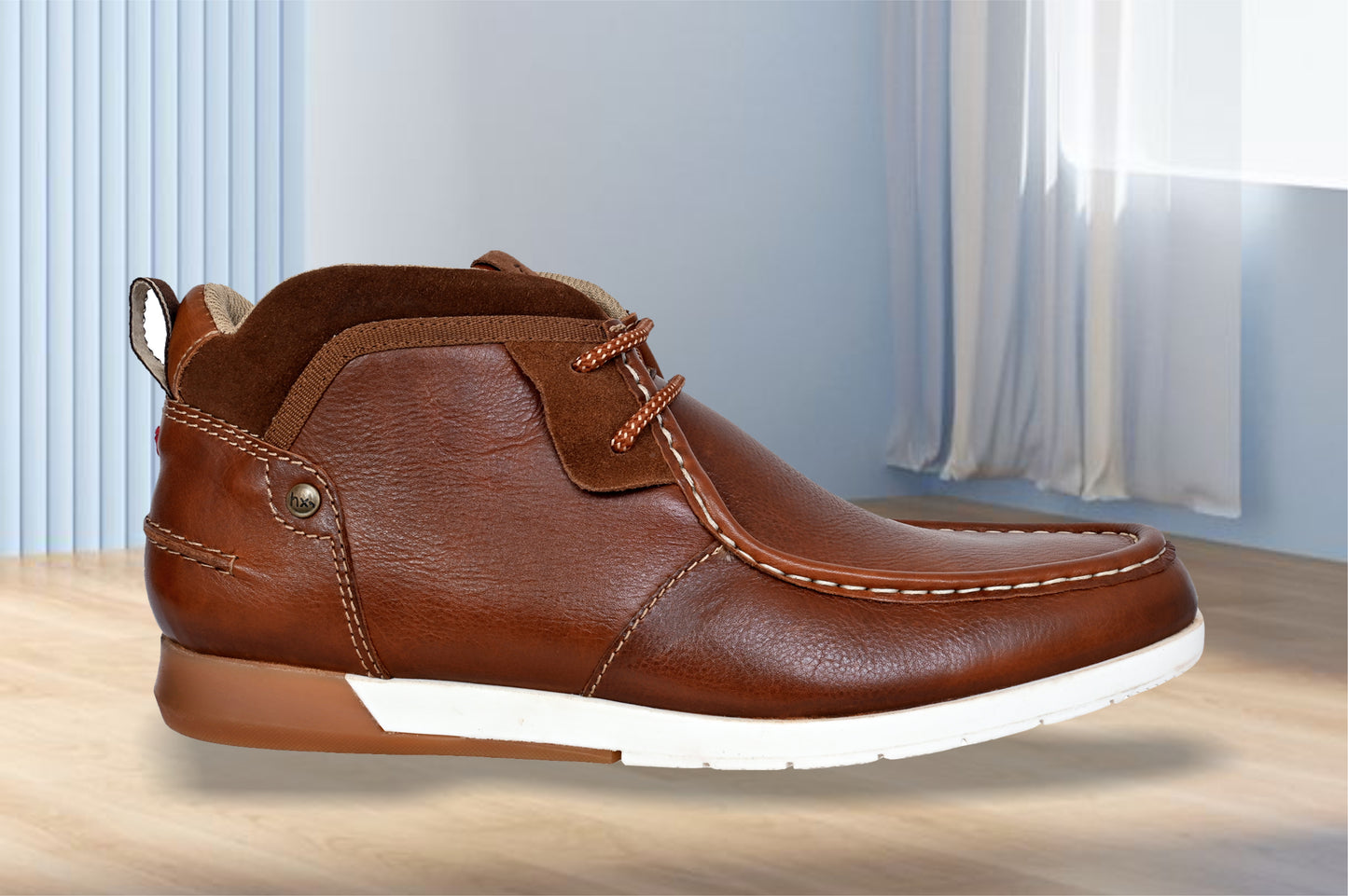 Tan Leather Formal Lace-Up Chuckka Boots For Men