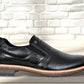 Black Leather Textured Formal Slip-On Shoes