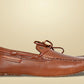 Tan Leather Lightweight Driving Shoes With Bows