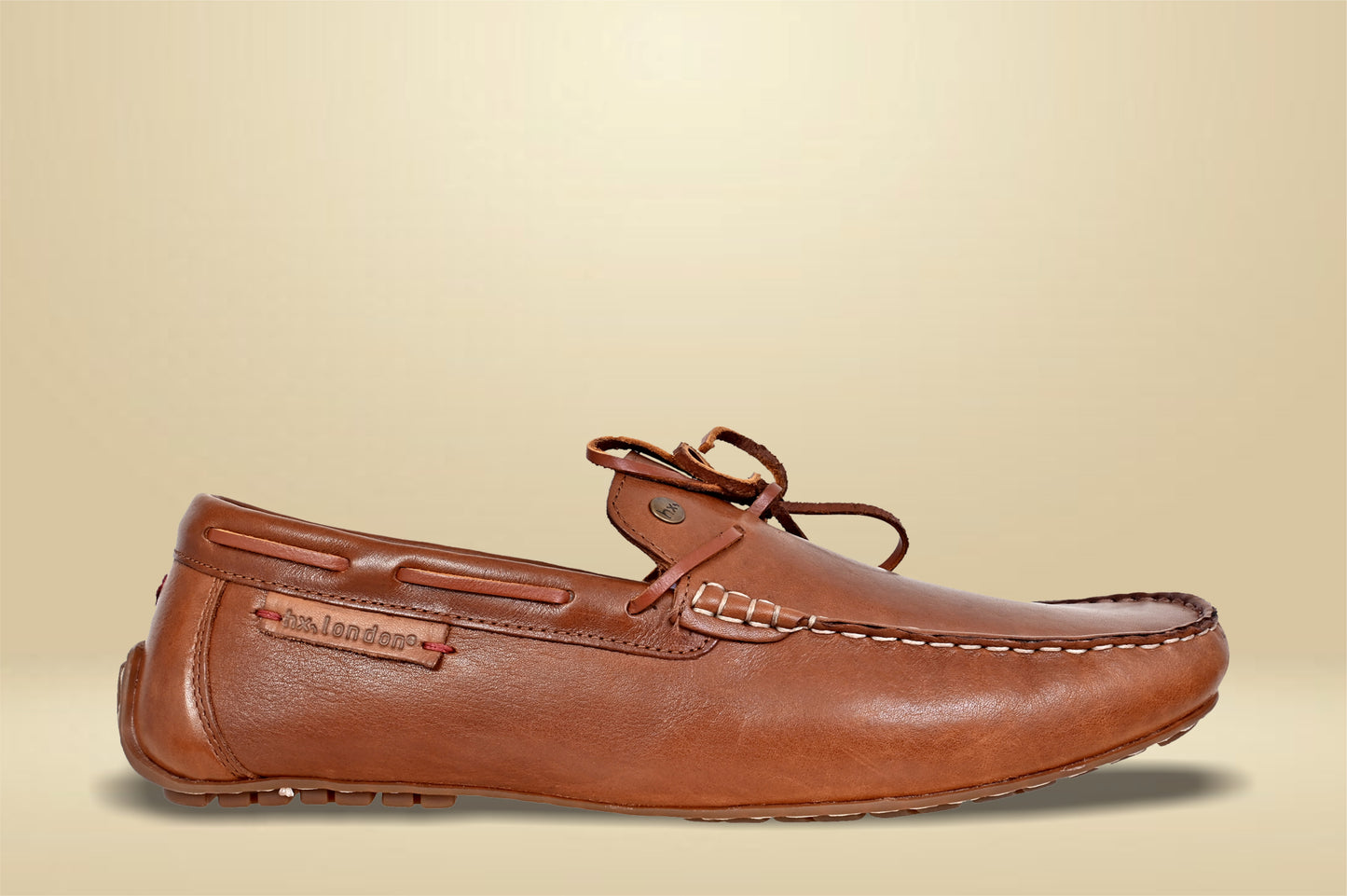 Tan Leather Lightweight Driving Shoes With Bows