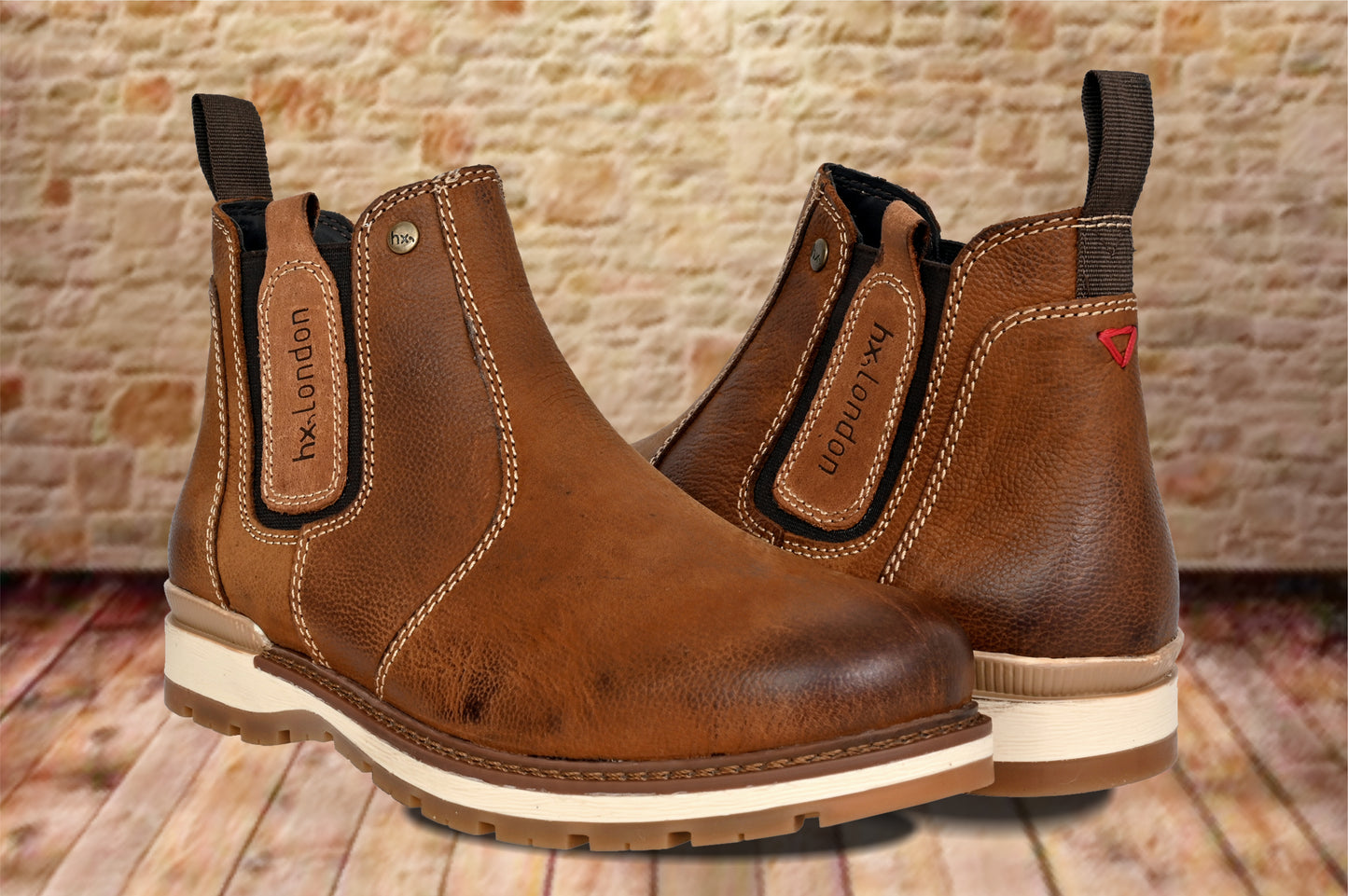 Tan Leather Round Toe Mid Top Chelsea Boots