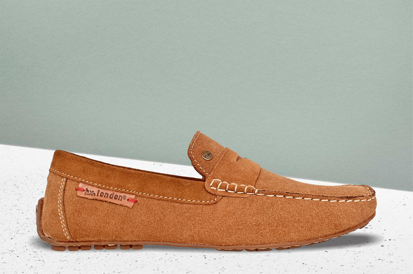 Camel Suede Men's Formal Slip-On Driving Shoes with Memory Foam