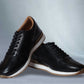 Black leather Lace-up Sneakers for Men