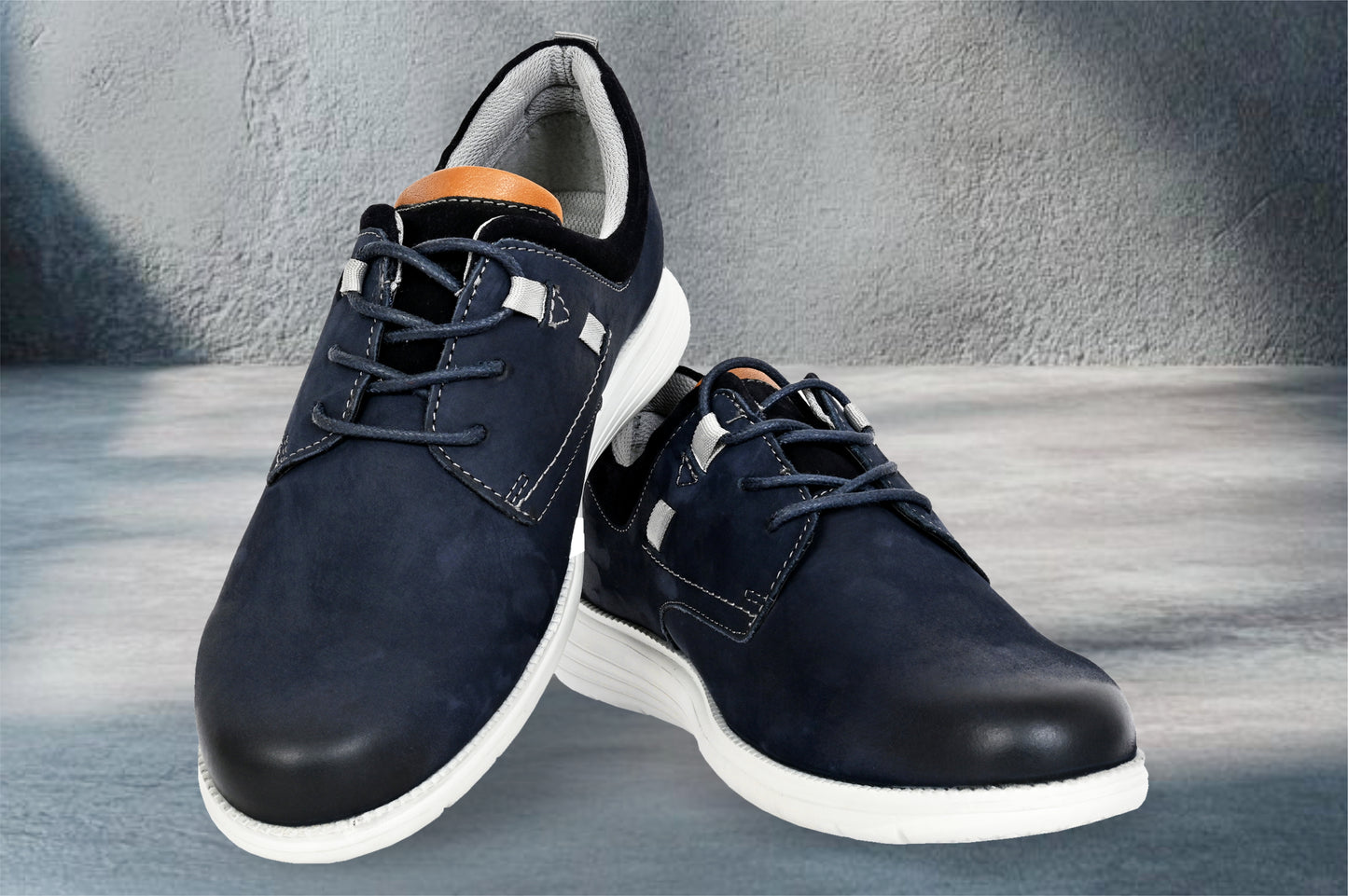 Jeans Leather Men Round Toe Lightweight Nubuck Sneakers