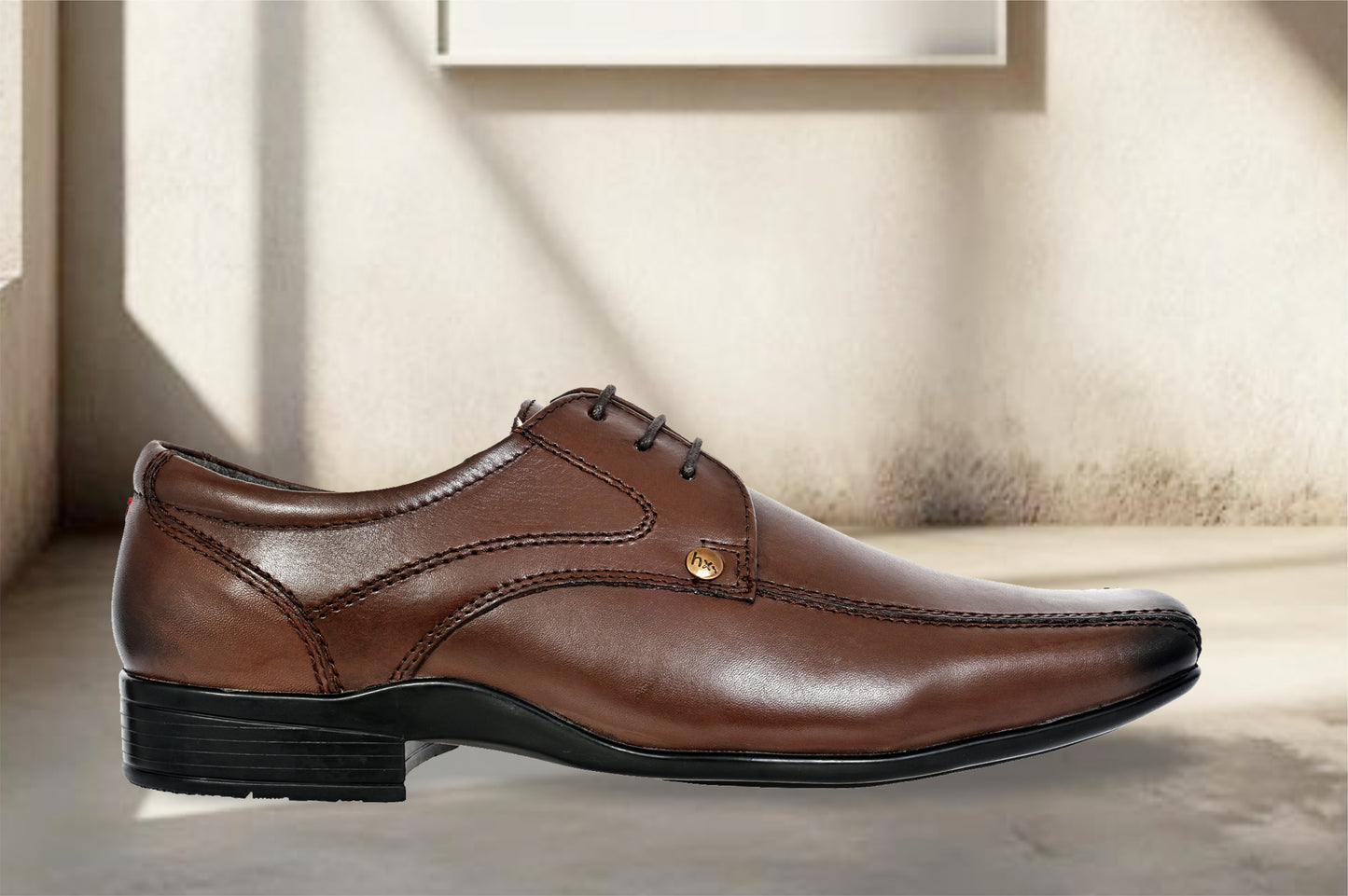 Brown Leather Formal Lace-Up Shoes For Men