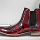 Burgundy Genuine Leather Men's brogue Chelsea Boots For Casual & Party Wear