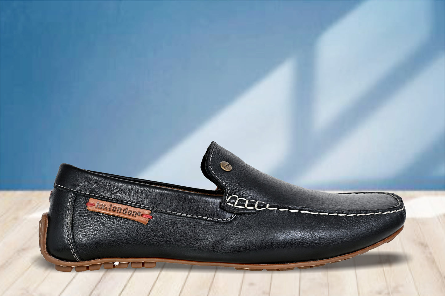 Black Leather Lightweight Penny Driving Shoes