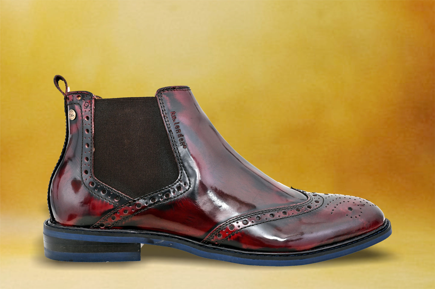 Cherry Brush-Off Leather Brogues Mid Top Blocked Heel Regular Boots